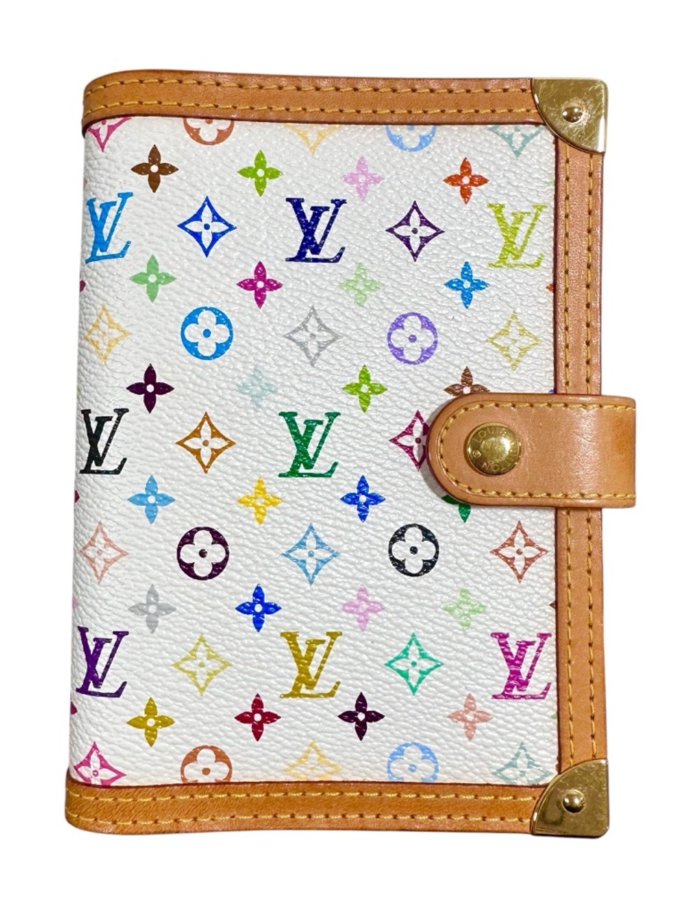 Louis Vuitton Murakami Multicolor White Leather Agenda PM w.Dust Bag & Stickers - Picture 2 of 16